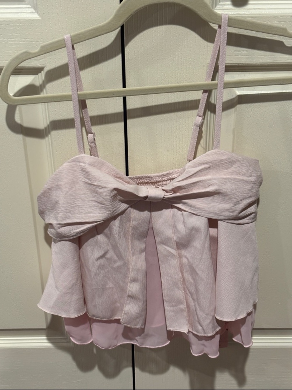 SHEIN Pale Pink Ruffled Camisole with Bow Detail